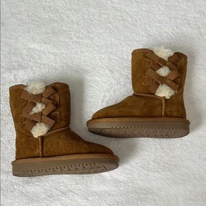 Koolaburra Brown Kids Boots with Cream Accents